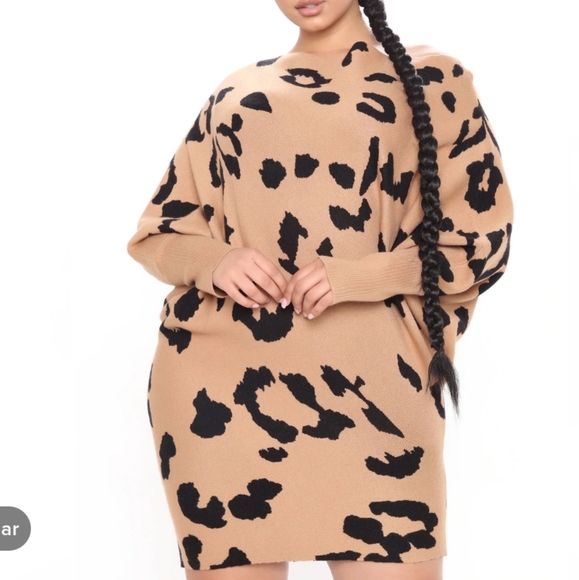 Spot Me If You Can Sweater Mini Dress - Leopard - Picture 3 of 4